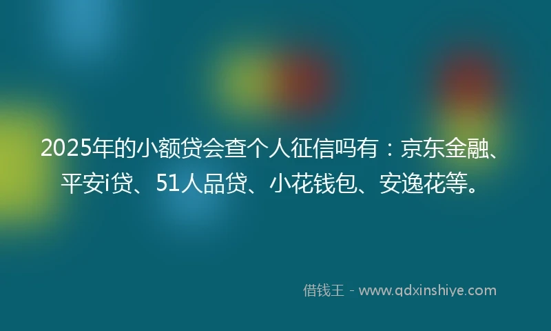 2025年的小额贷会查个人征信吗有：京东金融、平安i贷、51人品贷、小花钱包、安逸花等。