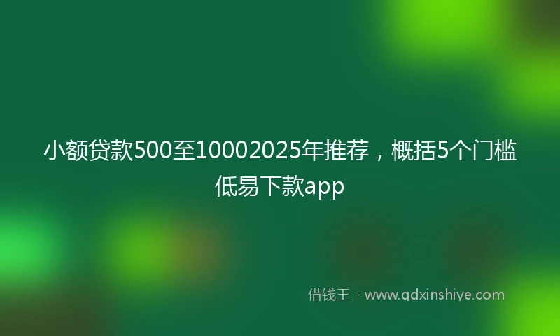 小额贷款500至10002025年推荐，概括5个门槛低易下款app