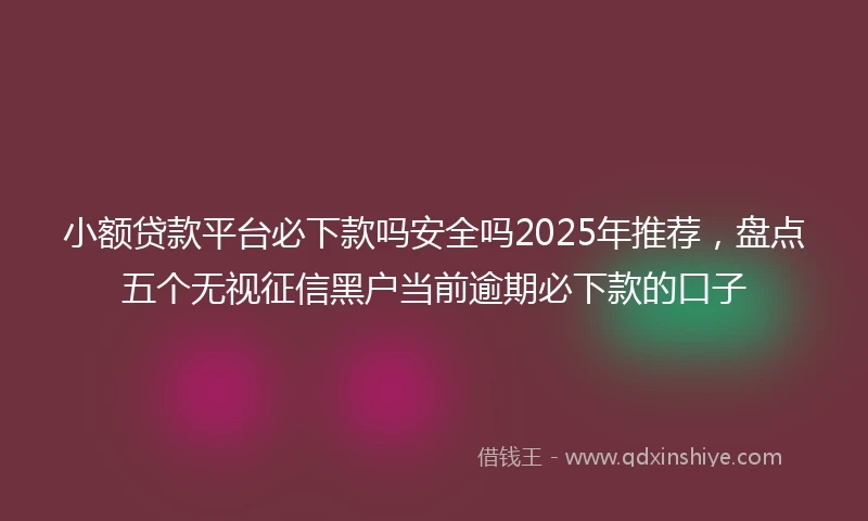 小额贷款平台必下款吗安全吗2025年推荐，盘点五个无视征信黑户当前逾期必下款的口子