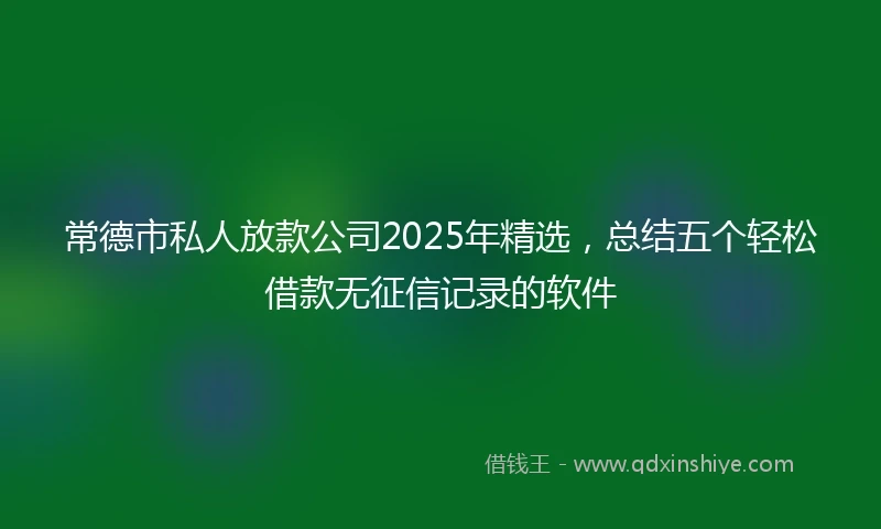 常德市私人放款公司2025年精选，总结五个轻松借款无征信记录的软件