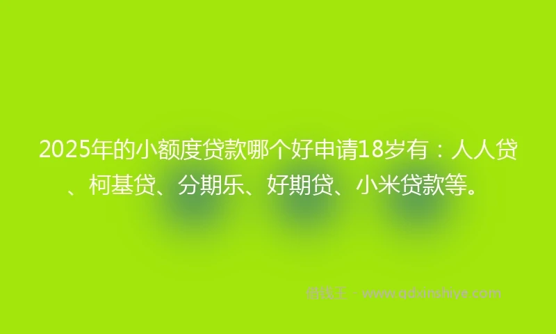 2025年的小额度贷款哪个好申请18岁有：人人贷、柯基贷、分期乐、好期贷、小米贷款等。