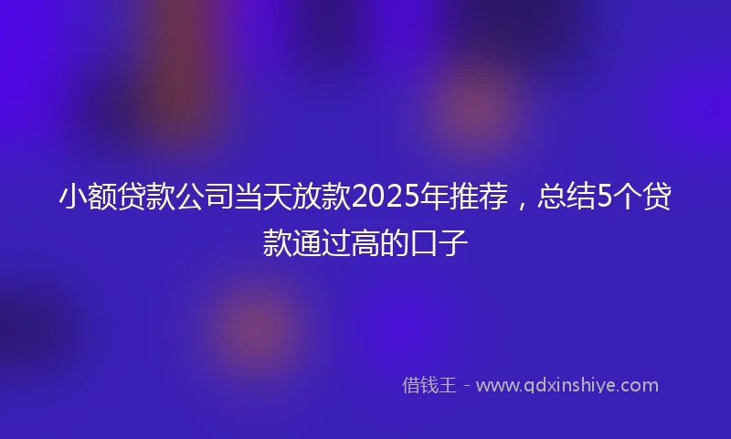 小额贷款公司当天放款2025年推荐，总结5个贷款通过高的口子