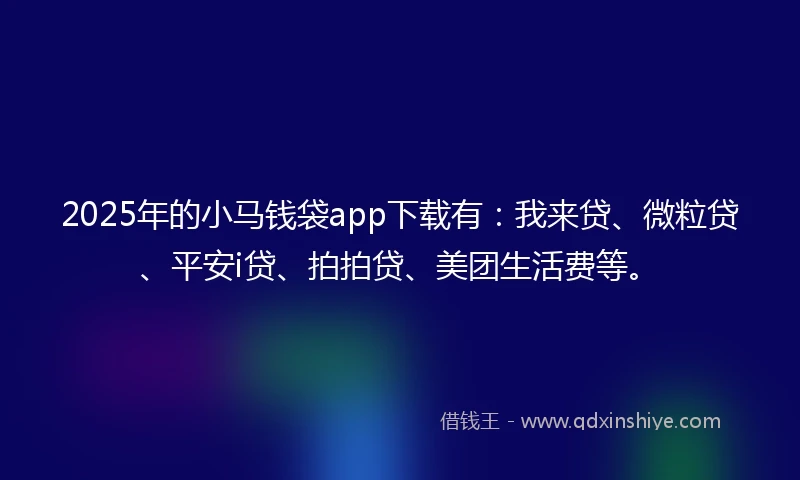 2025年的小马钱袋app下载有：我来贷、微粒贷、平安i贷、拍拍贷、美团生活费等。