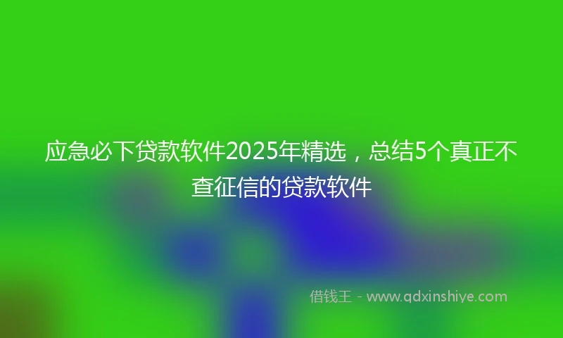 应急必下贷款软件2025年精选，总结5个真正不查征信的贷款软件