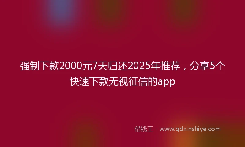 强制下款2000元7天归还2025年推荐，分享5个快速下款无视征信的app