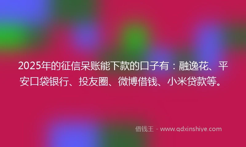 2025年的征信呆账能下款的口子有：融逸花、平安口袋银行、投友圈、微博借钱、小米贷款等。