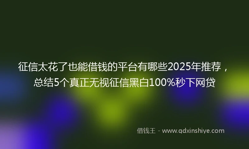 征信太花了也能借钱的平台有哪些2025年推荐,总结5个真正无视征信黑白100%秒下网贷