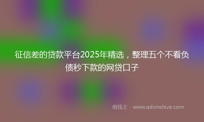 征信差的贷款平台2025年精选，整理五个不看负债秒下款的网贷口子