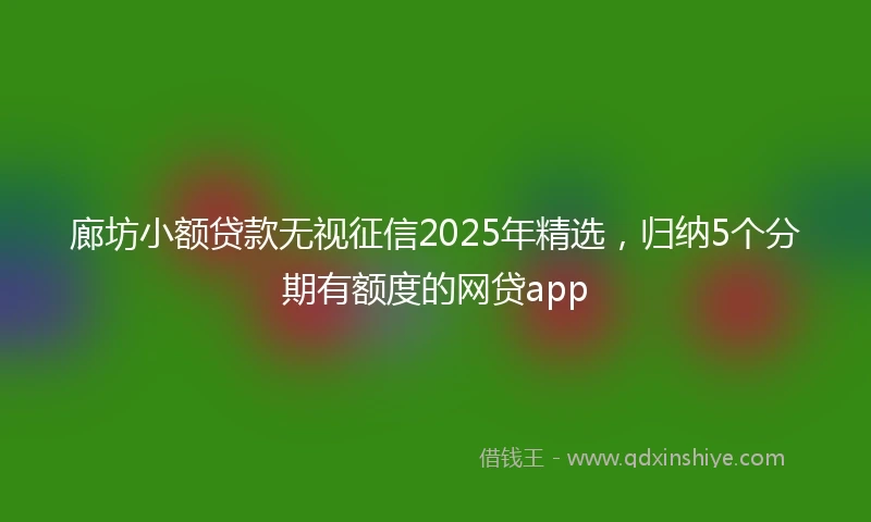 廊坊小额贷款无视征信2025年精选，归纳5个分期有额度的网贷app