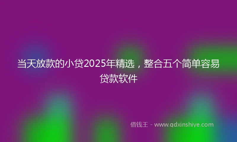 当天放款的小贷2025年精选，整合五个简单容易贷款软件