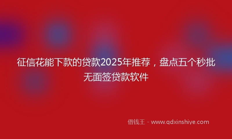 征信花能下款的贷款2025年推荐，盘点五个秒批无面签贷款软件