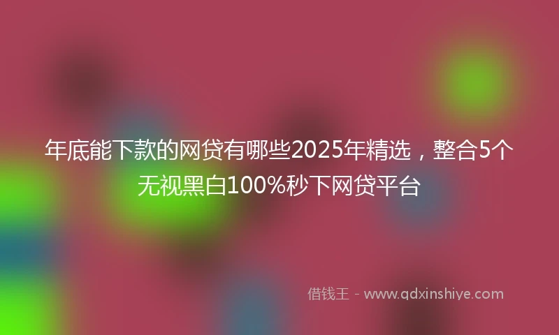 年底能下款的网贷有哪些2025年精选，整合5个无视黑白100%秒下网贷平台