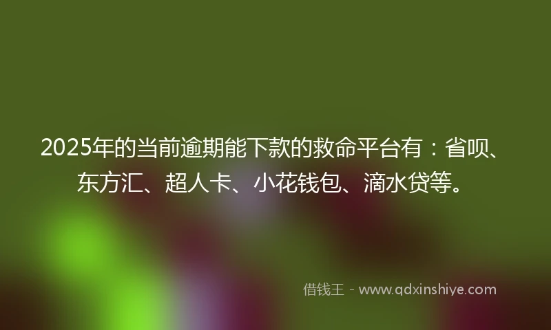 2025年的当前逾期能下款的救命平台有：省呗、东方汇、超人卡、小花钱包、滴水贷等。