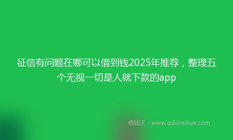征信有问题在哪可以借到钱2025年推荐，整理五个无视一切是人就下款的app