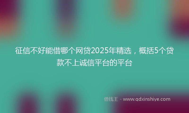 征信不好能借哪个网贷2025年精选，概括5个贷款不上诚信平台的平台