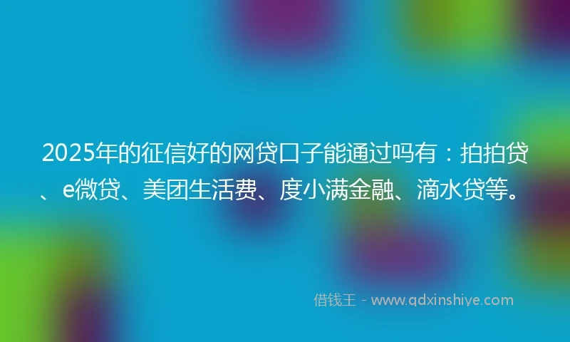 2025年的征信好的网贷口子能通过吗有：拍拍贷、e微贷、美团生活费、度小满金融、滴水贷等。
