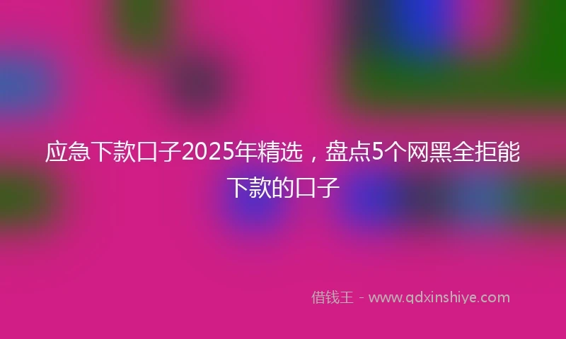 应急下款口子2025年精选，盘点5个网黑全拒能下款的口子