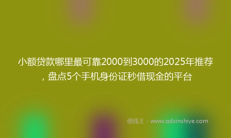 小额贷款哪里最可靠2000到3000的2025年推荐，盘点5个手机身份证秒借现金的平台