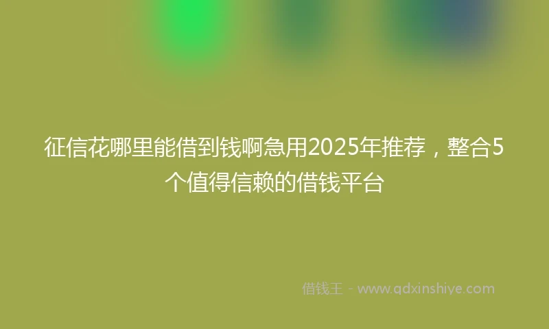 征信花哪里能借到钱啊急用2025年推荐，整合5个值得信赖的借钱平台