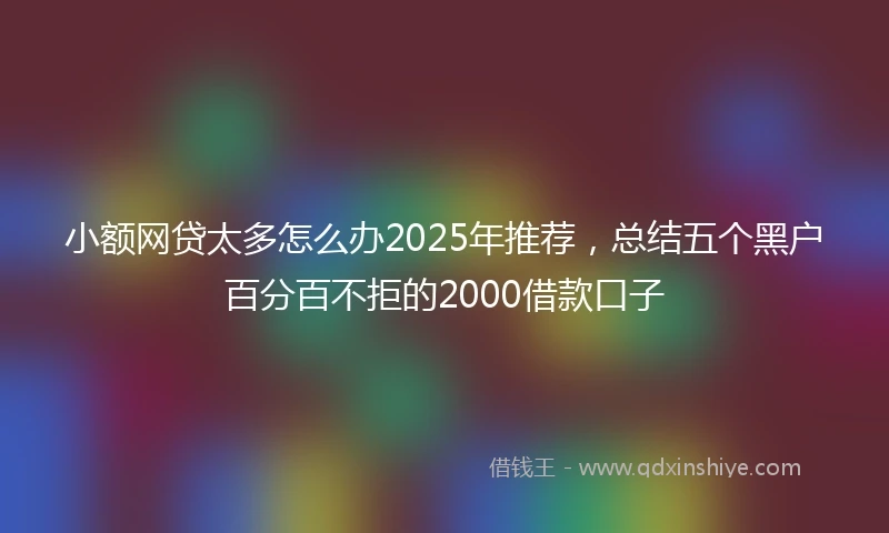 小额网贷太多怎么办2025年推荐，总结五个黑户百分百不拒的2000借款口子
