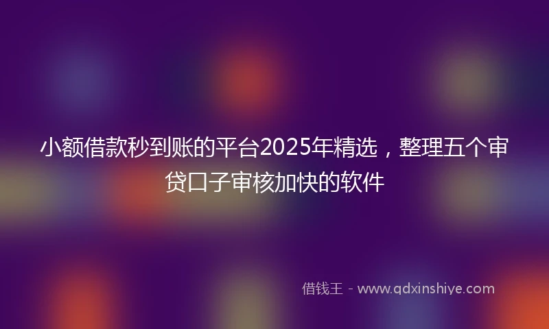 小额借款秒到账的平台2025年精选，整理五个审贷口子审核加快的软件