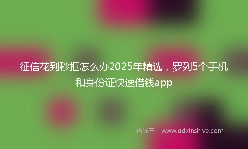 征信花到秒拒怎么办2025年精选，罗列5个手机和身份证快速借钱app
