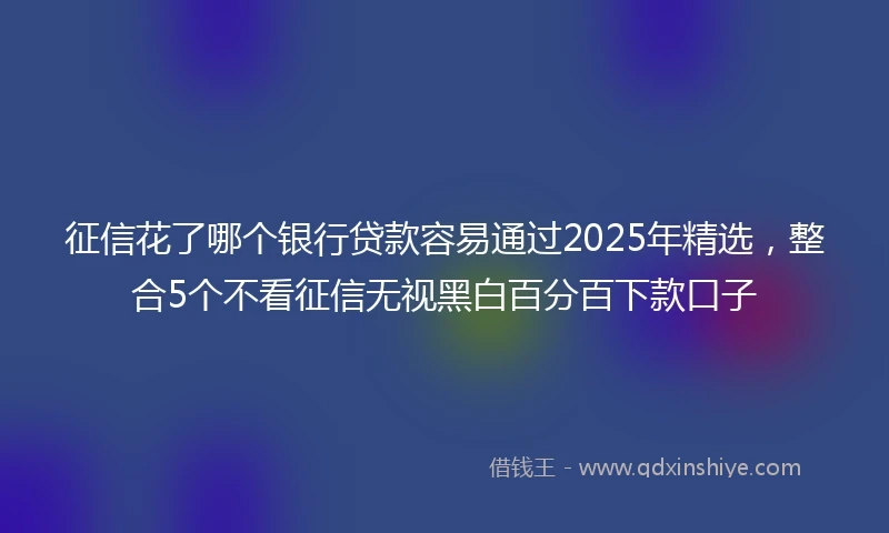 征信花了哪个银行贷款容易通过2025年精选,整合5个不看征信无视黑白百分百下款口子