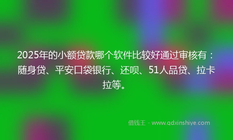 2025年的小额贷款哪个软件比较好通过审核有：随身贷、平安口袋银行、还呗、51人品贷、拉卡拉等。
