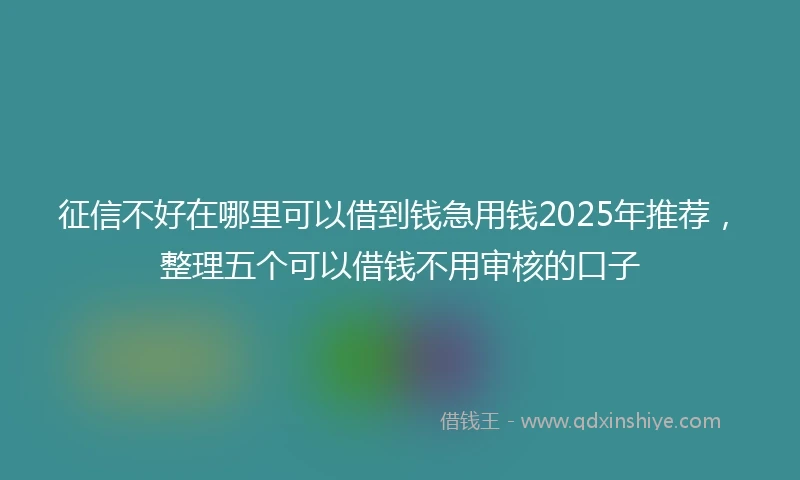征信不好在哪里可以借到钱急用钱2025年推荐，整理五个可以借钱不用审核的口子