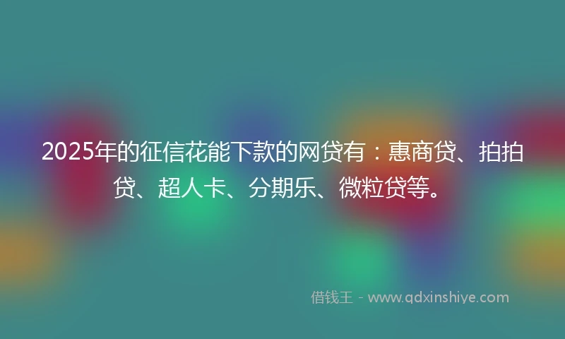 2025年的征信花能下款的网贷有：惠商贷、拍拍贷、超人卡、分期乐、微粒贷等。