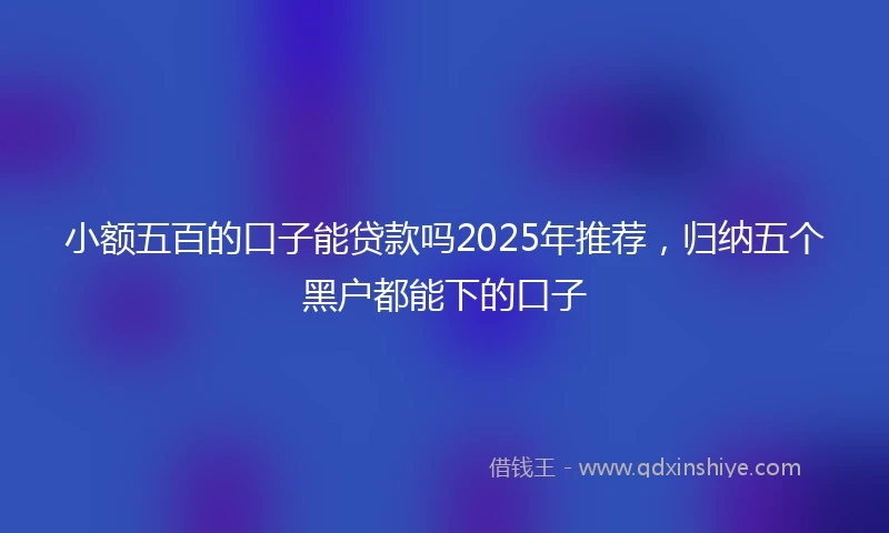 小额五百的口子能贷款吗2025年推荐，归纳五个黑户都能下的口子