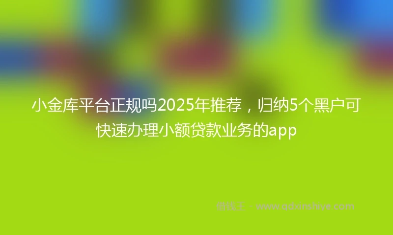 小金库平台正规吗2025年推荐，归纳5个黑户可快速办理小额贷款业务的app