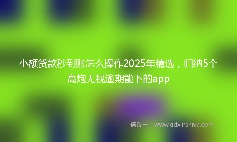 小额贷款秒到账怎么操作2025年精选，归纳5个高炮无视逾期能下的app