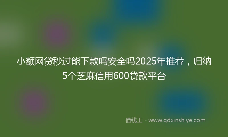 小额网贷秒过能下款吗安全吗2025年推荐，归纳5个芝麻信用600贷款平台