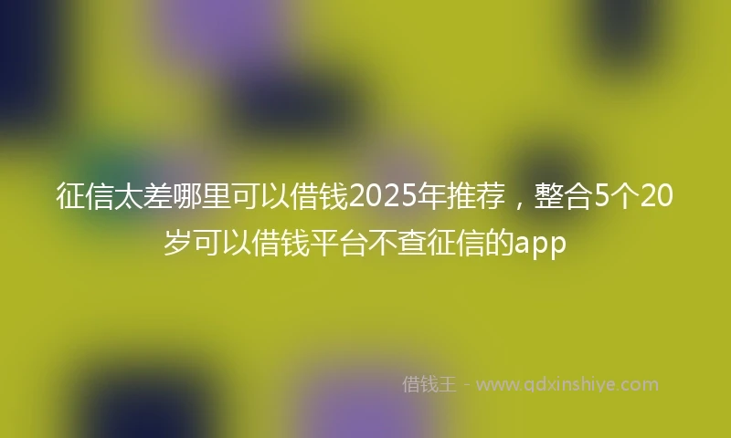 征信太差哪里可以借钱2025年推荐，整合5个20岁可以借钱平台不查征信的app