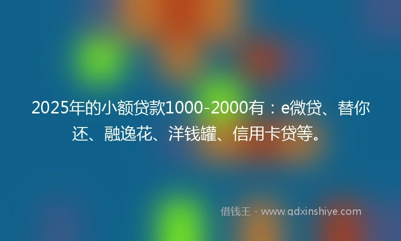 2025年的小额贷款1000-2000有：e微贷、替你还、融逸花、洋钱罐、信用卡贷等。