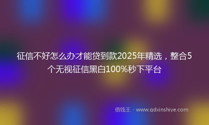 征信不好怎么办才能贷到款2025年精选,整合5个无视征信黑白100%秒下平台