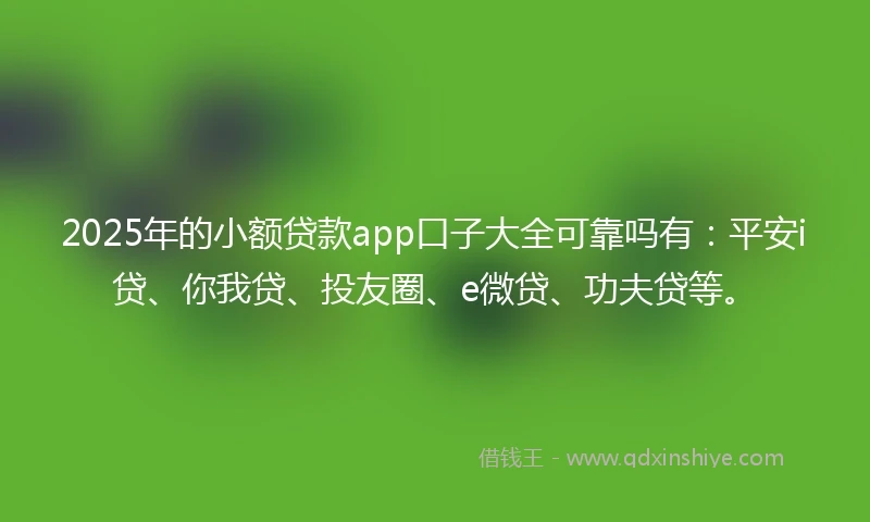 2025年的小额贷款app口子大全可靠吗有：平安i贷、你我贷、投友圈、e微贷、功夫贷等。