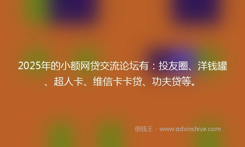 2025年的小额网贷交流论坛有：投友圈、洋钱罐、超人卡、维信卡卡贷、功夫贷等。
