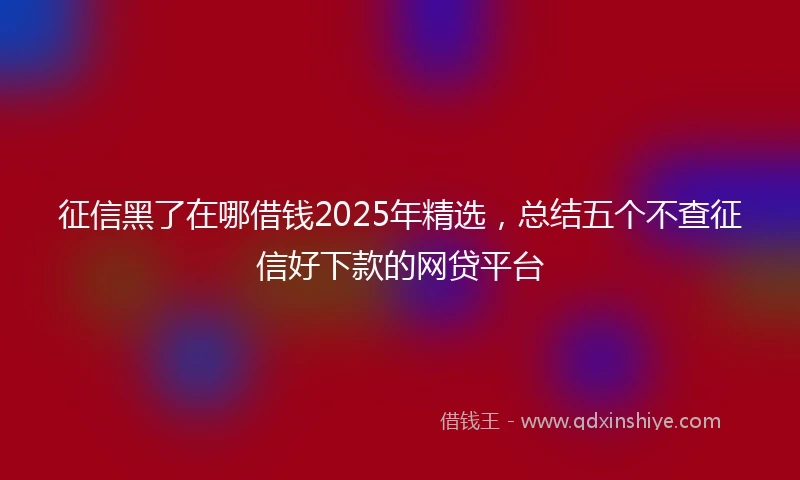 征信黑了在哪借钱2025年精选，总结五个不查征信好下款的网贷平台