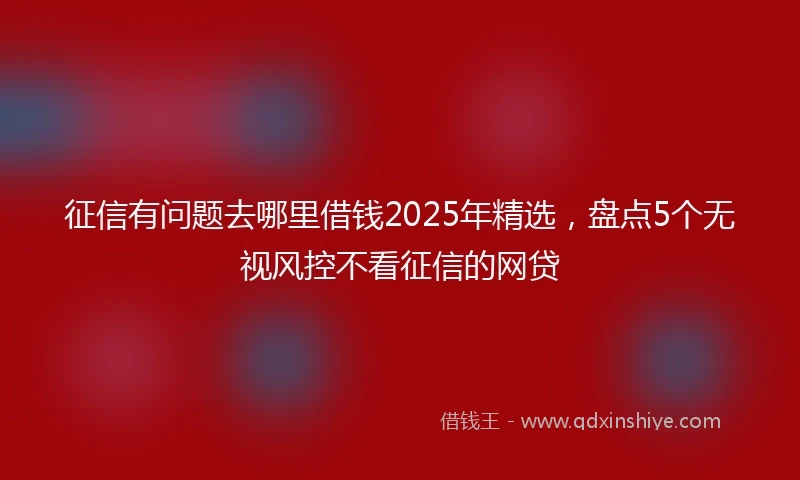 征信有问题去哪里借钱2025年精选，盘点5个无视风控不看征信的网贷