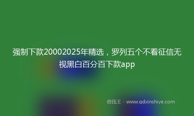 强制下款20002025年精选，罗列五个不看征信无视黑白百分百下款app