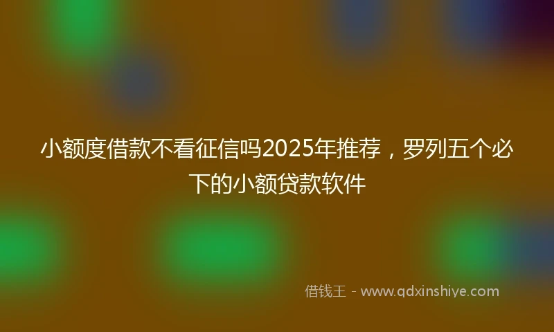 小额度借款不看征信吗2025年推荐，罗列五个必下的小额贷款软件