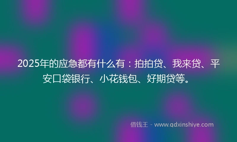 2025年的应急都有什么有：拍拍贷、我来贷、平安口袋银行、小花钱包、好期贷等。