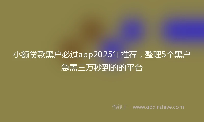 小额贷款黑户必过app2025年推荐，整理5个黑户急需三万秒到的的平台