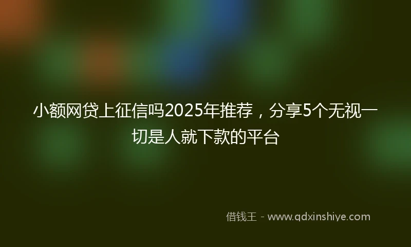 小额网贷上征信吗2025年推荐，分享5个无视一切是人就下款的平台