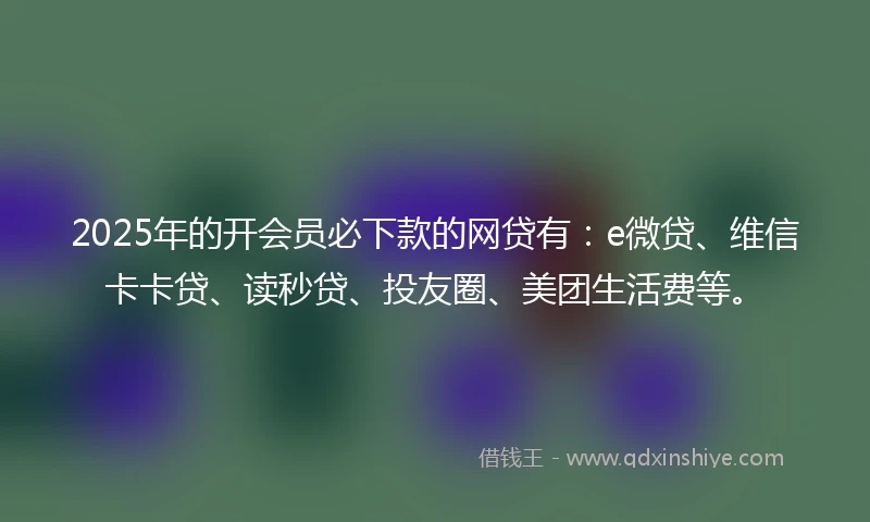 2025年的开会员必下款的网贷有：e微贷、维信卡卡贷、读秒贷、投友圈、美团生活费等。