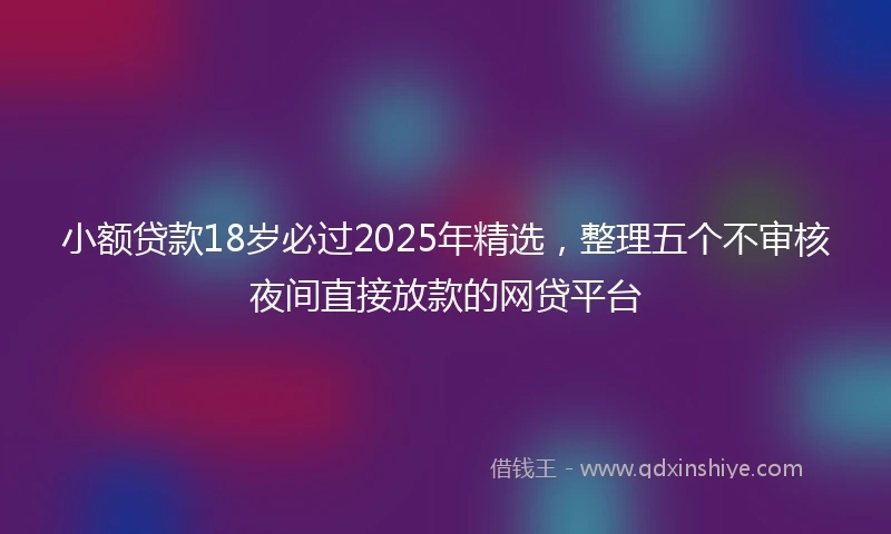 小额贷款18岁必过2025年精选，整理五个不审核夜间直接放款的网贷平台