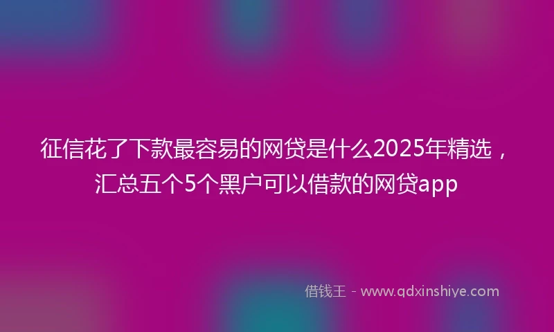 征信花了下款最容易的网贷是什么2025年精选，汇总五个5个黑户可以借款的网贷app
