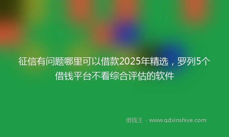 征信有问题哪里可以借款2025年精选，罗列5个借钱平台不看综合评估的软件